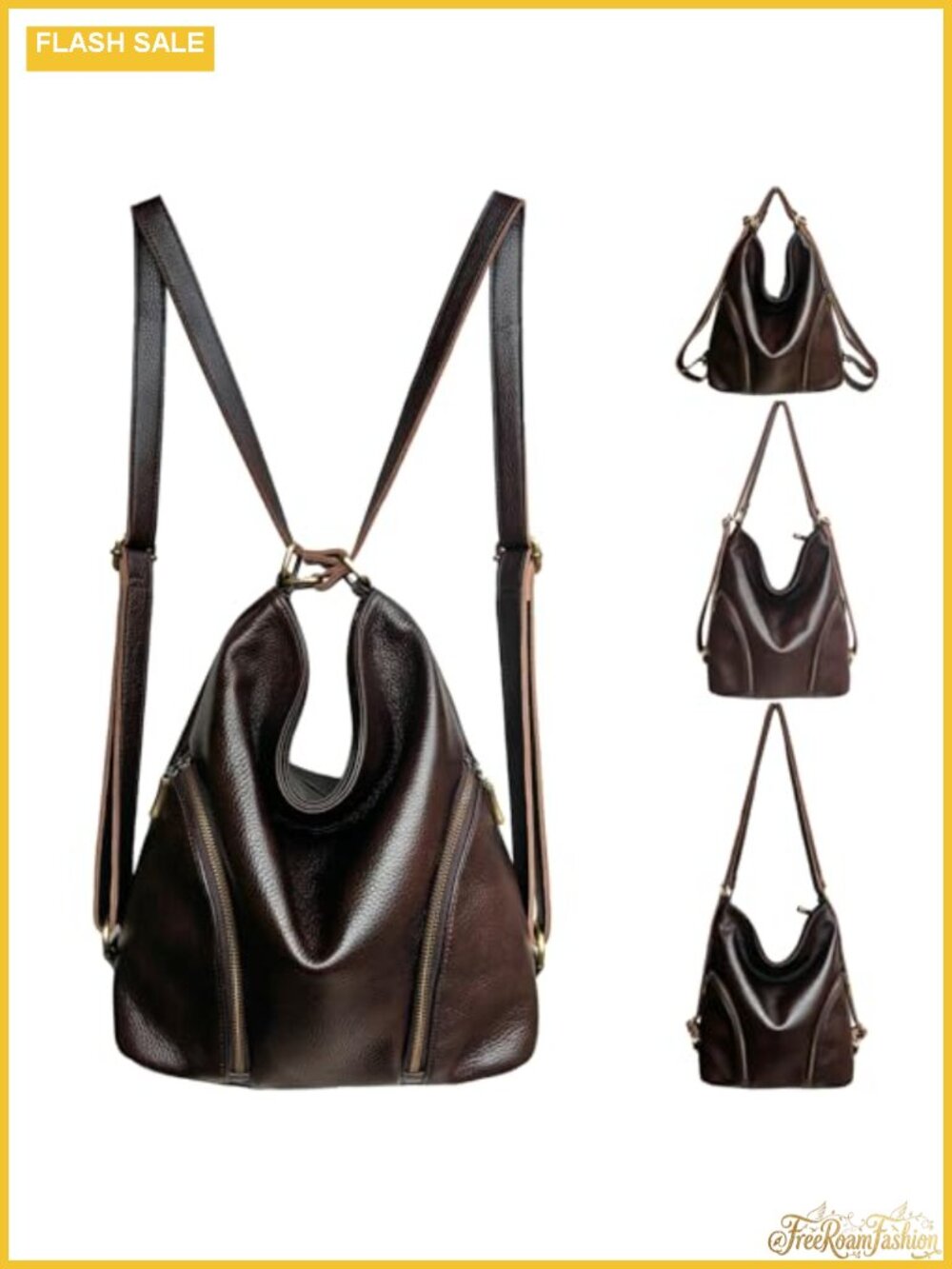 Genuine Leather Convertible Backpack Purse 4-in-1 Handbag Shoulder Bag Crossbody
